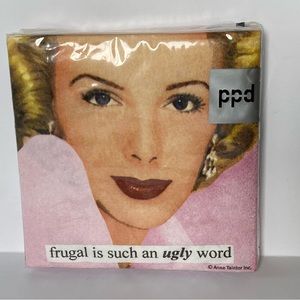 Anne Taintor Paper Cocktail Napkins "Frugal is such an ugly word" Retro 50s NEW